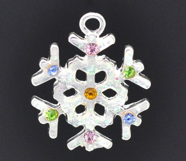 

lovely 10 sp rhinestone christmas snowflake charm pendants (b11013, Silver