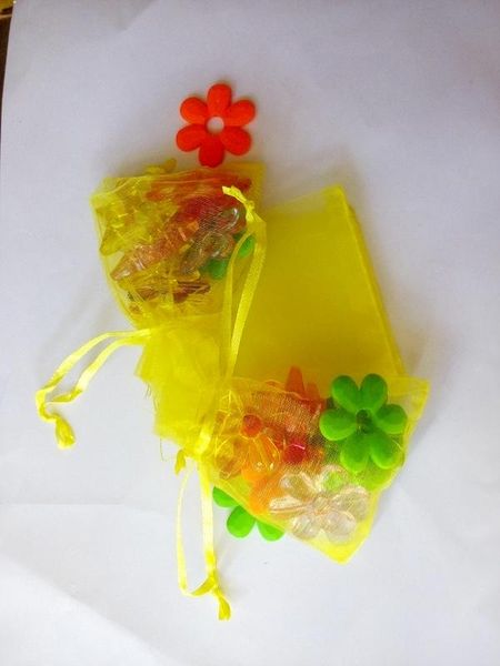 

500pcs yellow organza gift bags 11x16cm party bags for women event wed drawstring bag jewelry display bag pouch diy accessories