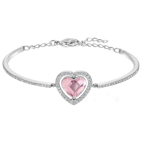 

mandy 2019 swa new engagement bracelet delicate and charming pink crystal for bride's birthday gift 5254686, Golden;silver