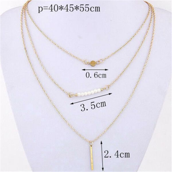 

vintage multilayer crystal pendant necklace for women beads cool choker necklaces fashionable jewelry new, Golden;silver