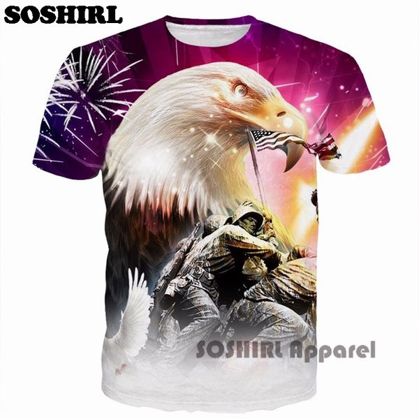

Soshirl Eagle Warrior 3d Full Over Print T Shirt Summer Colorful Unisex Tee Galaxy Funny Top Shirt Men 'S Casual T Shirt