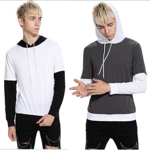 

cool sweatshirt men hip hop patchwork long sleeve pullover hoodies 2019 trendy sweatshirt hoodies men high quality, Black