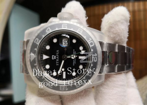 

Men automatic cal 3186 watch v9 ver ion 904l teel black ceramic bezel men gmt batman n factory ma ter watche port 116710 wri twatche