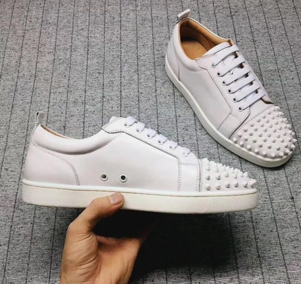 

2019 designer sneakers red bottom low-junior spikes flats shoes men and women leather sneakers casual shoes size:35-47, Black