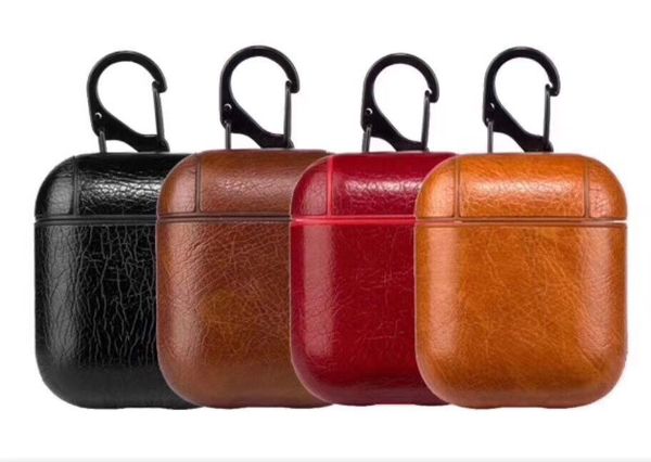

Airpod PU Leather Case Earphone Full Cover Protector with Anti-lost Hook for Apple Bluetooth Wireless Charging Headset with Retail Box