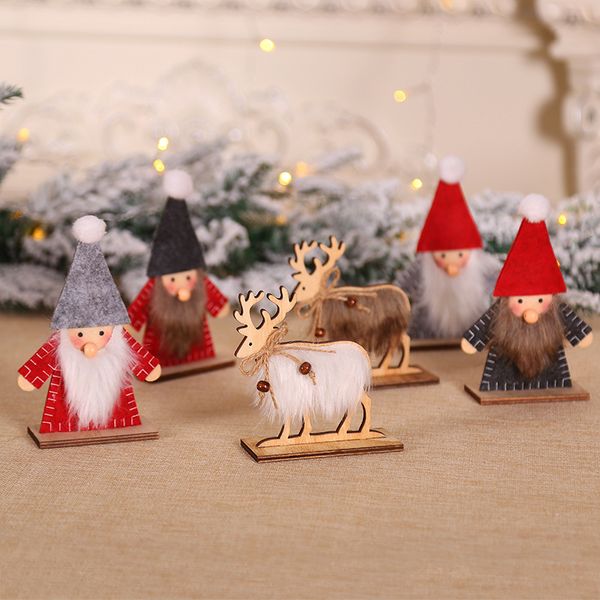 Kawaii Merry Christmas Wooden Plush Deer Decorations Diy Crafts For Home Table Ornaments Christmas Party Decorations Kids Toy Christmas Baubles To