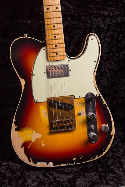 

john cruz master built andy summers tribute heavy relic sunburst 1961 tele tl electric guitar brass bridge, upgrade active wires, coil split