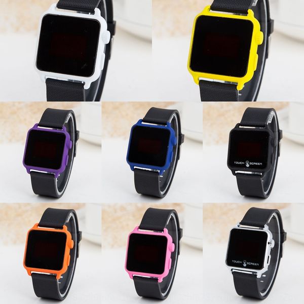 

tthrd touch screen mirror led digital display sports touch screen electronic mirror silicone electronic watch led digital display sports sil, Blue