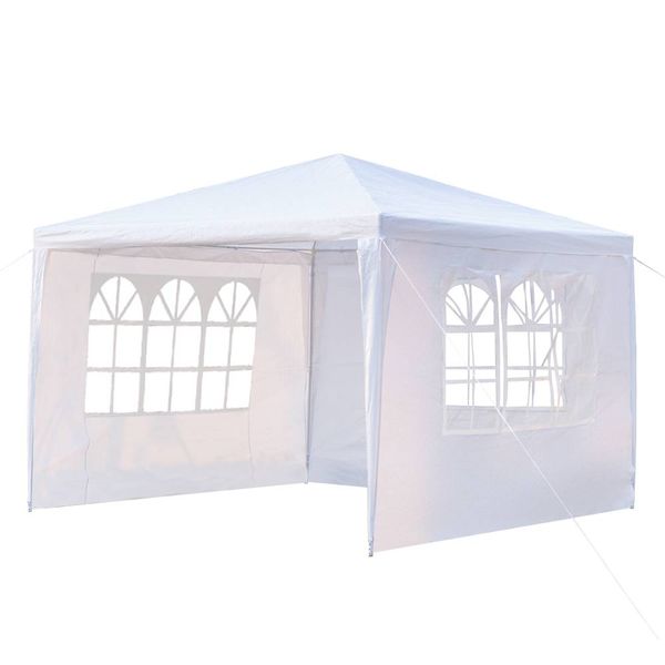 

3 x 3m three sides waterproof tent with spiral tubes white patio shade garden buildings