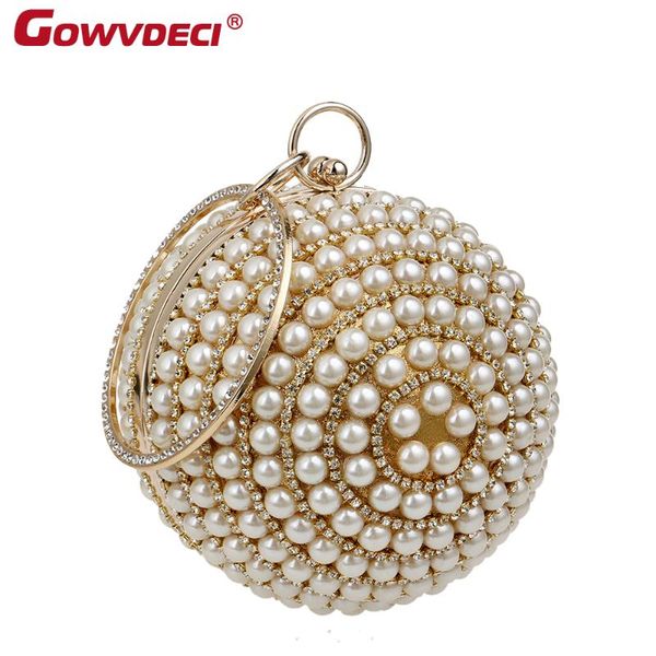 

new pearl handbag ladies noble temperament fashion banquet bag spherical dinner bag