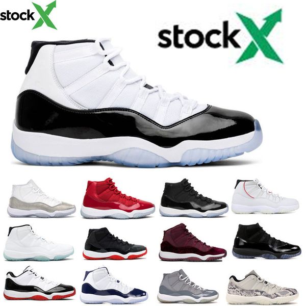 

new 11 11s metallic silver high concord 45 space jam snakeskin mens basketball shoes gym red chicago sport sneaker, Black