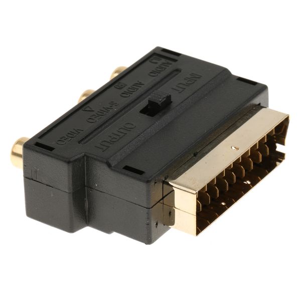

scart to 3x rca adapter , 20 pin scart male to 3x rca female triple phono composite s-video audio av adpater input & output
