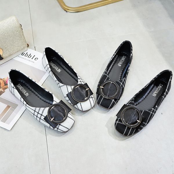 

flat shoes woman plaid loafers boat shoes butterfly-knot ballet flats lightweight design elegant u25-24, Black