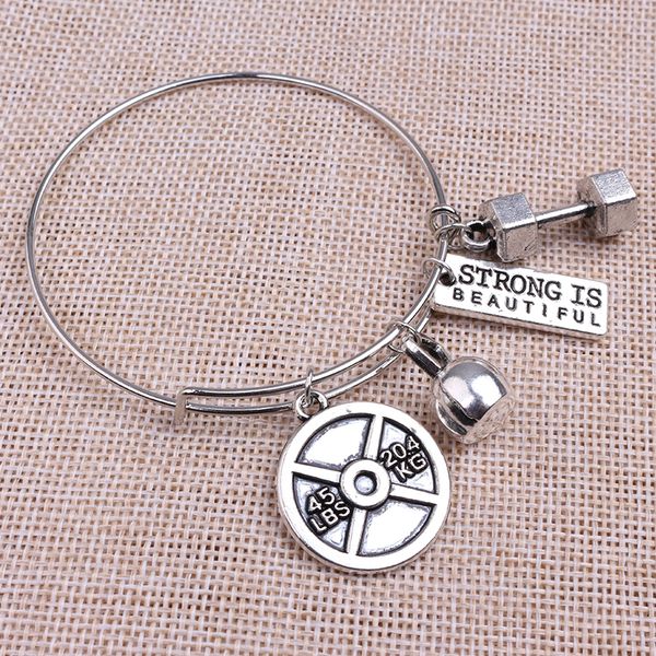 

hip hop sports barbell bangle bracelet silver simple bracelets for men jewelry gift, Black