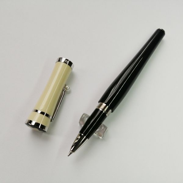 

luxury pen brand pens mb greta garbo monte black resin fountain pen / roller ball pen with pearl silver clip office school stationery, Blue;orange