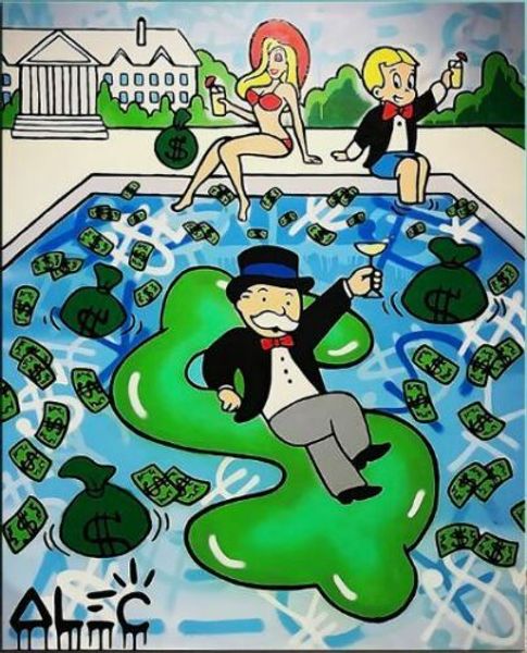 

alec monopoly banksy hand painted art oil painting on canvas home decor urban art wall art picture cheers