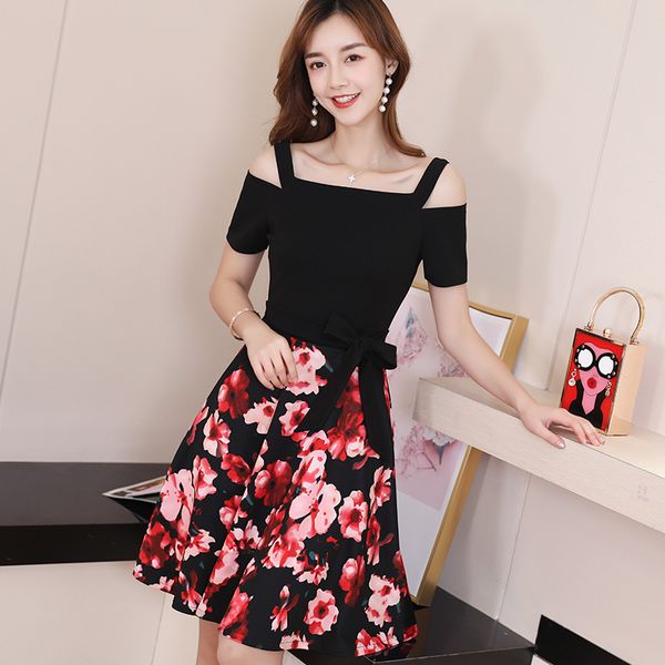 

spring-summer korean version of the new fashion large size wild skirt trend was thin casual dress women's, Black;pink