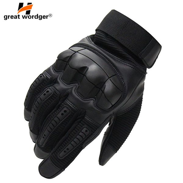 

army tactical gloves men winter full finger knuckle gloves paintball combat anti-skid hiking bicycle, Black
