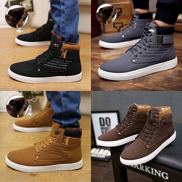 

men snow boots botas masculina 2019 fashion microfiber pu warm plus cotton ankle boots autumn winter boots men shoes men 39-47, Black