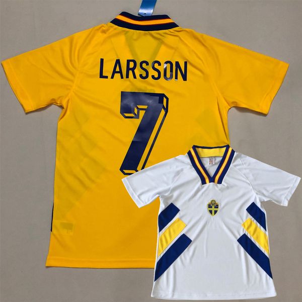 Retro-Klassiker 1994 Schweden-Fußballtrikots 94 LARSSON BROLIN Retro-Fußballtrikot S-2XL