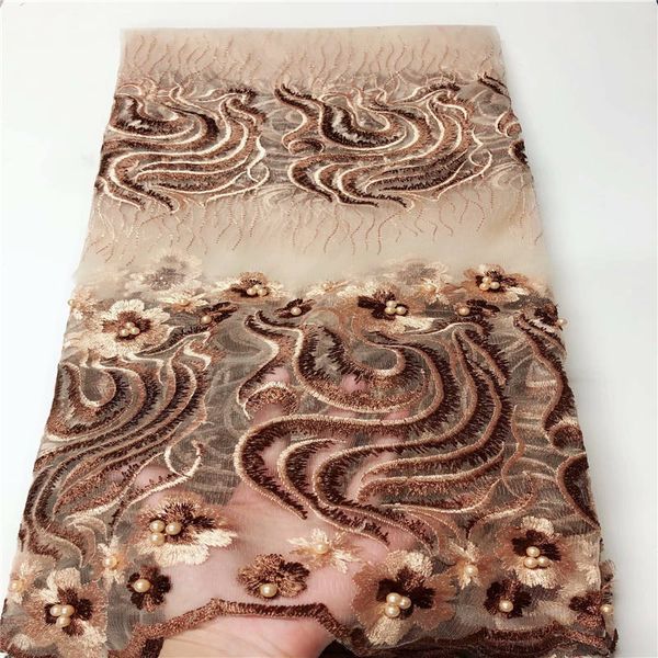 

3d flower french lace fabric with beads latest nigerian tulle lace fabric african stone tulle lace for weddinga1312, Black;white
