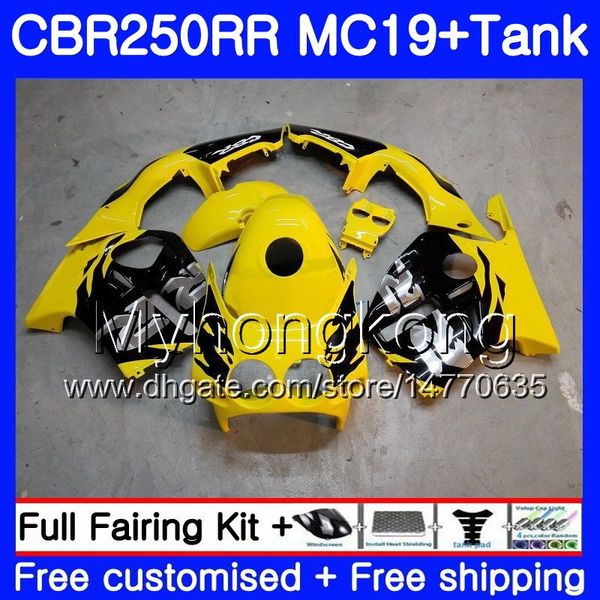 Corpo stampo iniezione + serbatoio per HONDA CBR 250RR 250R CBR250RR 88 89 261HM.0 CBR 250 RR MC19 CBR250 RR 1988 1989 Kit carene Gloss Giallo nero