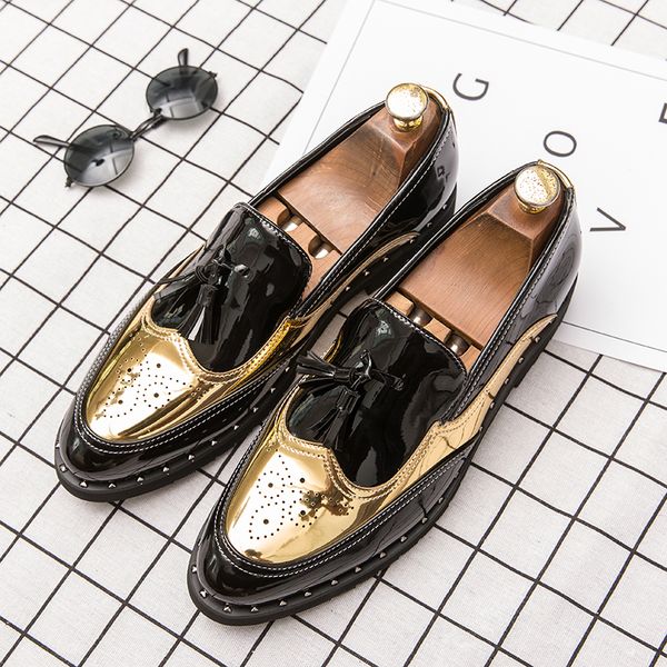 

men casual business brogue shoes slip-on carved formal office footwear man black youth casual shoes tassel dress