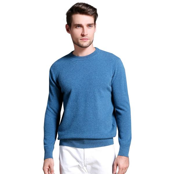 

mvlyflrt 2019 autumn and winter new men's o-neck pure sweater pullover casual gentleman cashmere knit bottoming sweater, White;black
