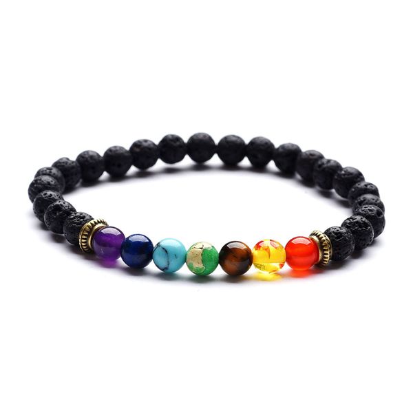 

wholesale colorful bracelets volcanic stone healing energy yoga bracelet natural amethysts red agates bracelet for women men, Black