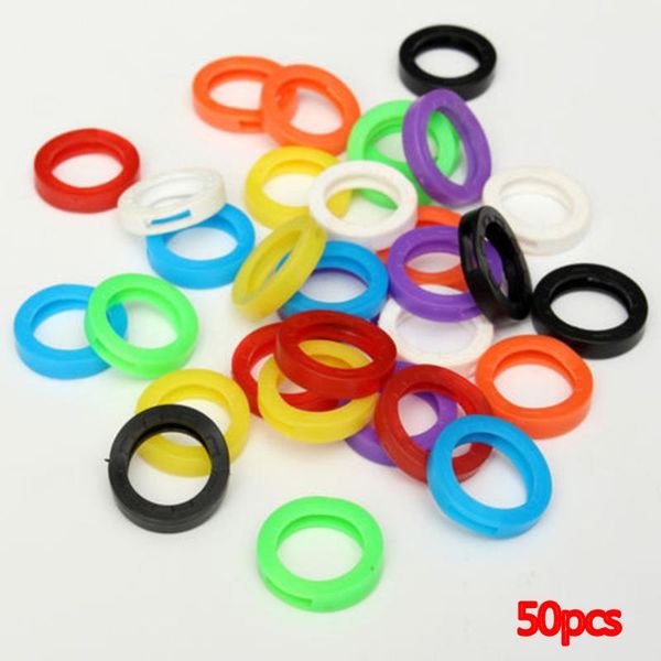 

50pcs practical elastic case high tenacity soft anti scratch pvc protection keyring round universal key cap cover, Silver