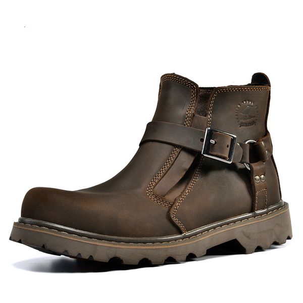 

fashion genuine leather men's boots spring warm winter boots men breathable cowboy boots mens shoes botas