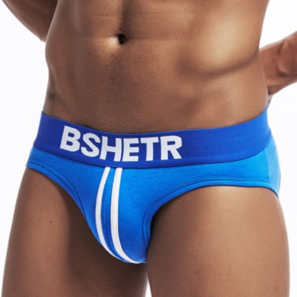 

bshetr brand men underwear briefs slip cotton boxers shorts cueca gay sleepwear male panties breathable crotch cotton boxing trunk, Blue