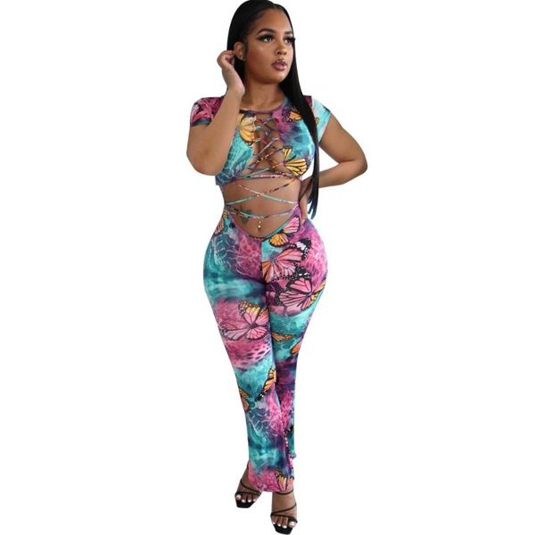 

women's jumpsuits & rompers dpsde 2021 women summer holiday style sleeveless round neck printed hollow out long pants, Black;white