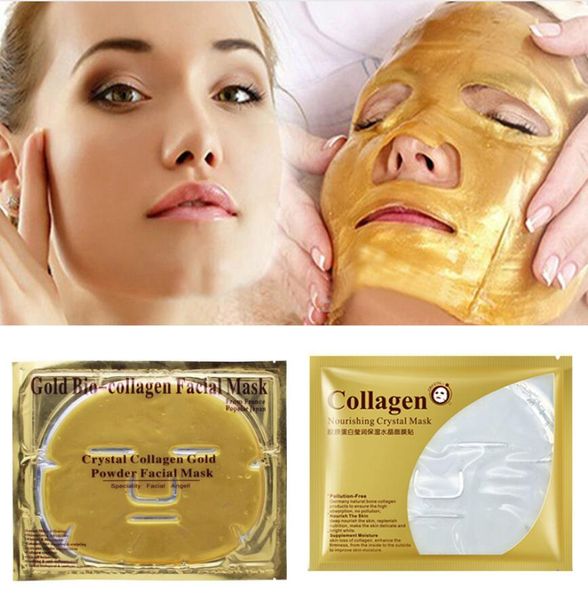 500 pz/lotto Oro Bio-Collagene Maschera Facciale Maschera di Cristallo Polvere D'oro Collagene Maschera Facciale Idratante Anti-invecchiamento