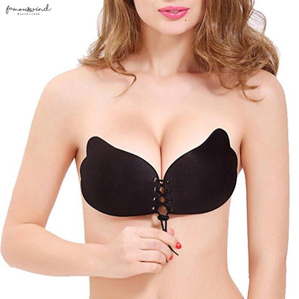 

женщины sexy глубокий v-образный невидимый sexy backless бюстгальтер без бретелек самоклеющиеся бинты силикон push up бюстгальтеры с гелем к, Red;black