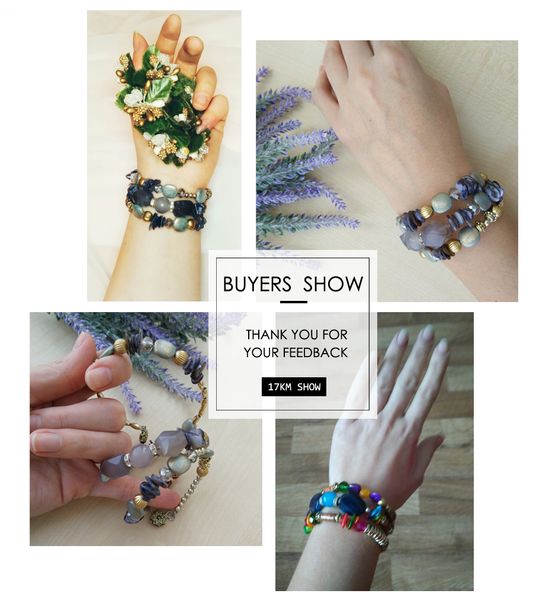 

17km boho multilayer resin stone bracelet & bangles woman vintage long cuff bracelets for women pulseras fashion ethnic jewelry, White
