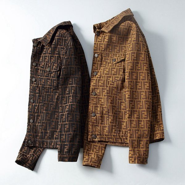 

Italian luxury men denim jacket trend diver e male letter jean coat tyle brand de igner jacket women long leeve men clothing, Black;brown