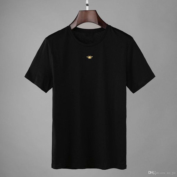 

2019 bee вышивка лето мужчины футболка марка способа высокого качества streetwear хлопка o шеи с коротким рукавом майка camisas hombre, White;black