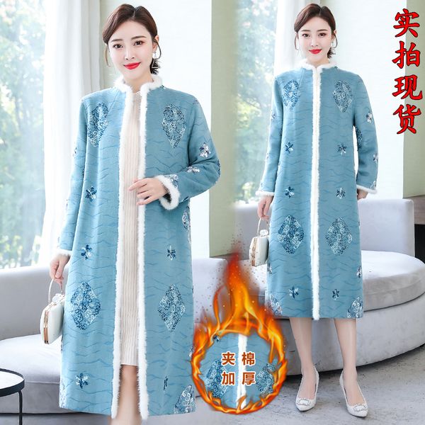 

cashmere medium long high end elegant stand collar long sleeve chinese style coat new style for women in autumn and winter, Tan;black