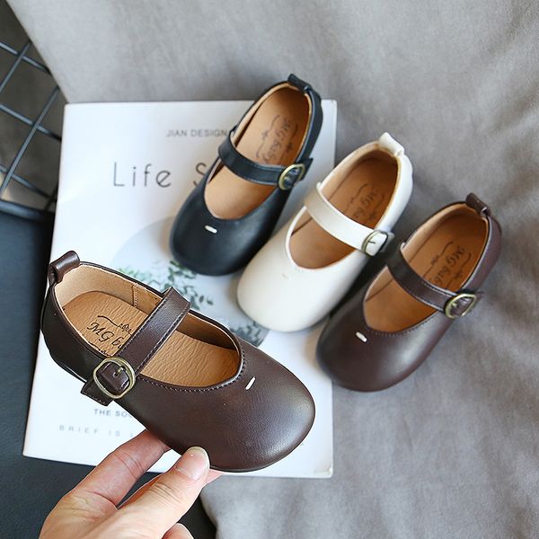 

girls leather shoes children' round-toe soft-sole shoes 2020 autumn new grils child princess shoe solid color smg106, Black;grey