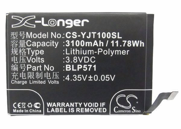 

cameron sino 3100mah battery blp571 for oneplus a0001, one