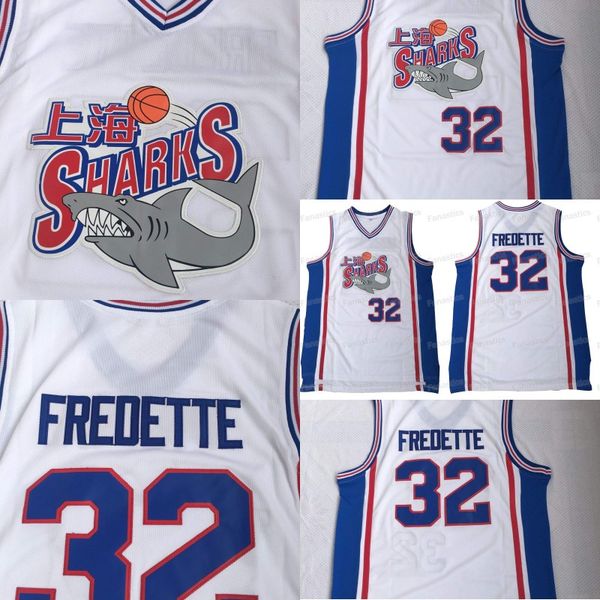 

New Style 32 Jimmer Fredette Shanghai Sharks Jerseys Men University College Movie Basketball Fredette Jersey Team White Stitched