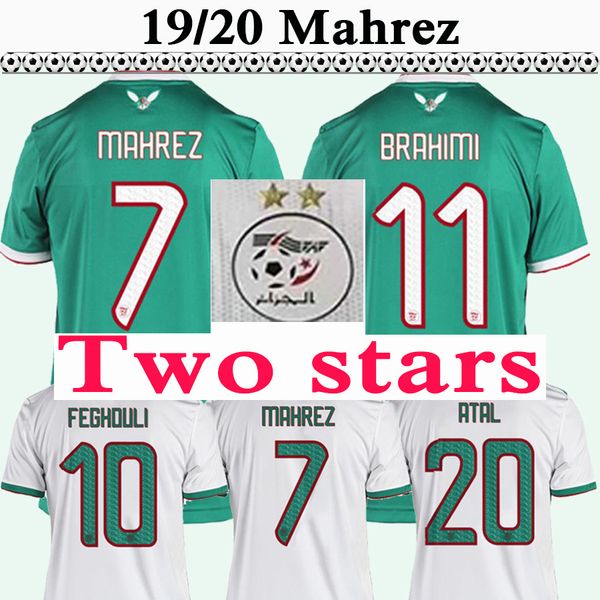 

2019 algeria two stars mahrez soccer jerseys new africa cup feghouli slimani brahimi home white away green football shirt maillot de foot sh, Black;yellow