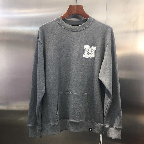 

2019fw chest m logo mastermind japan sweatshirts women men mmj flock printing skulls crewneck hoodie, Black
