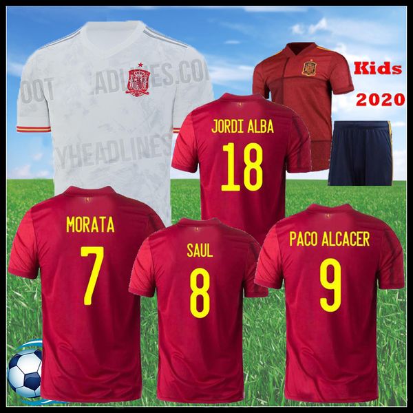 

euro 2020 spain thailand soccer jersey home away paco alcacer asensio morata isco iniesta saul man and kids kit sports football shirt, Black;yellow