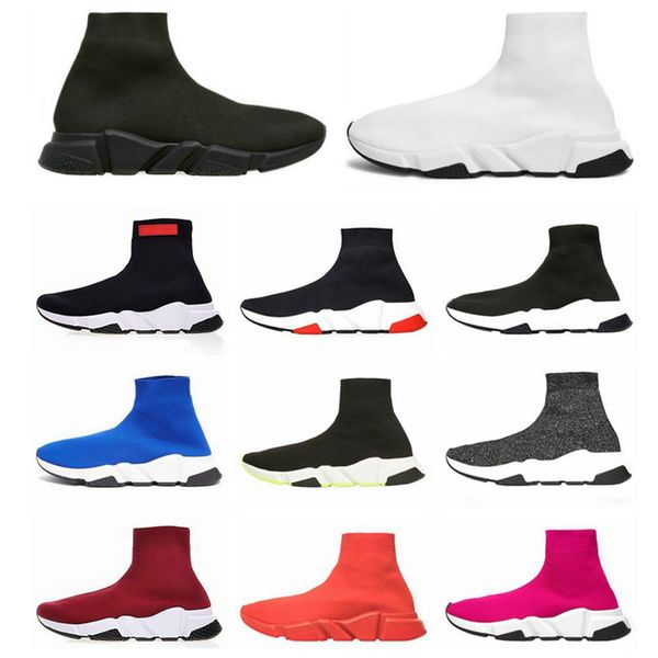 

2019 designer socks shoes fashion men women sneakers speed trainers black white blue pink glitter mens trainers casual sock shoe runner