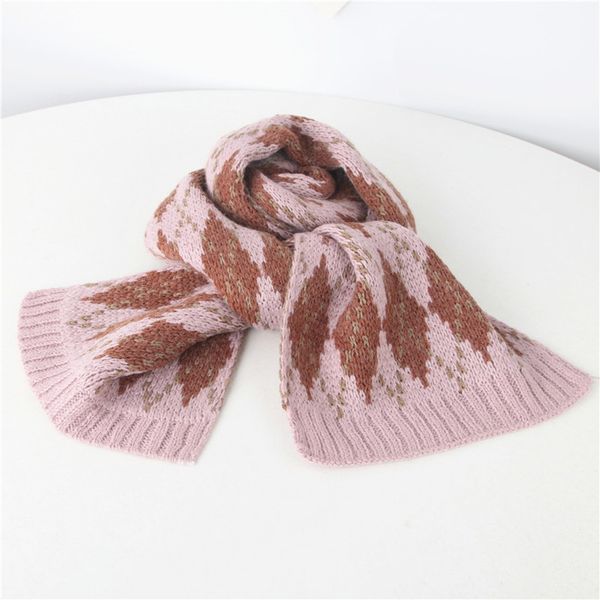 

knitting short pink flower print keep warm children scarves shawl wool insulation windbreak scarf bufandas invierno mujer #5, Blue;gray