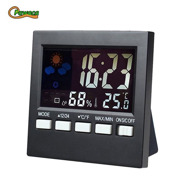 

2018 home digital lcd screen indoor weather forecast alarm clocks desk timer calendar temperature humidity monitor alarm clock