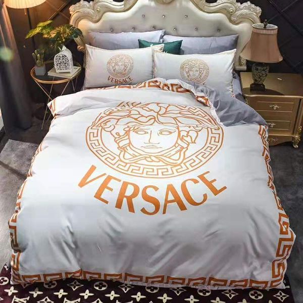 

Branded colorful flower letter cotton bedding et de igner 4 pc heet duvet cover pillowca e home textile comfortable bedclothe