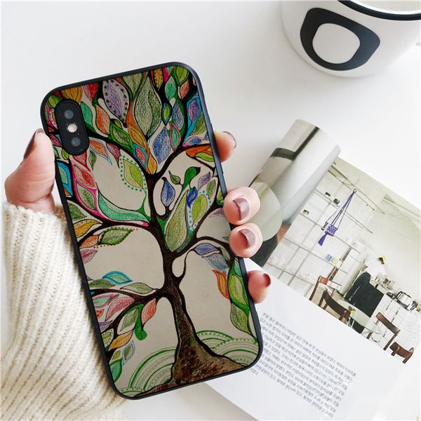 

capa colorful tree cover for iphone 11 pro xs max xr case for iphone 8 7 6s plus 5s se 5 case soft silicone cover.
